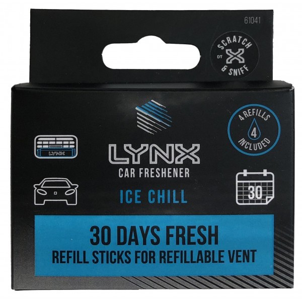 Lynx Aluminium Vent Air Freshener Refills Ice Chill x2 Car Air